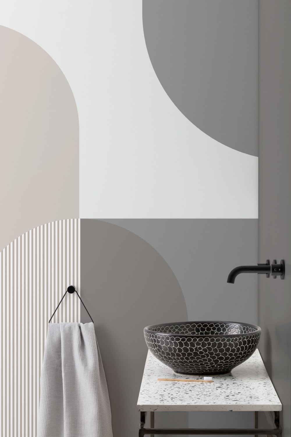 Nøytral Grå Scandi Geometrisk Fototapet