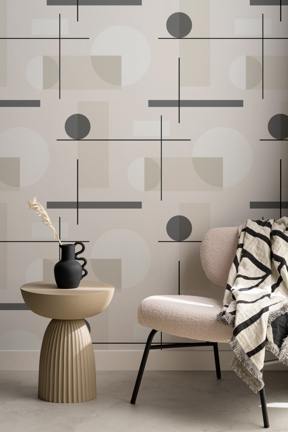 Mid Century Abstract Geometric Repeat Pattern Wallpaper