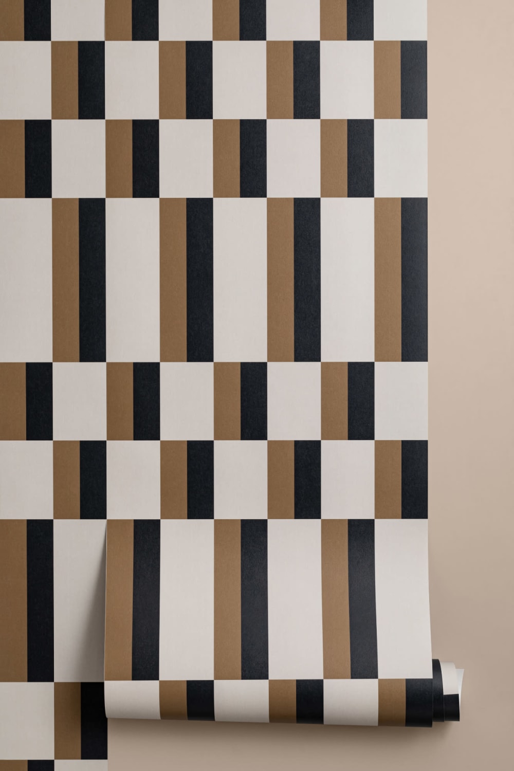Muștar și albastru Bauhaus Geometric Retro Repeat Pattern Wallpaper