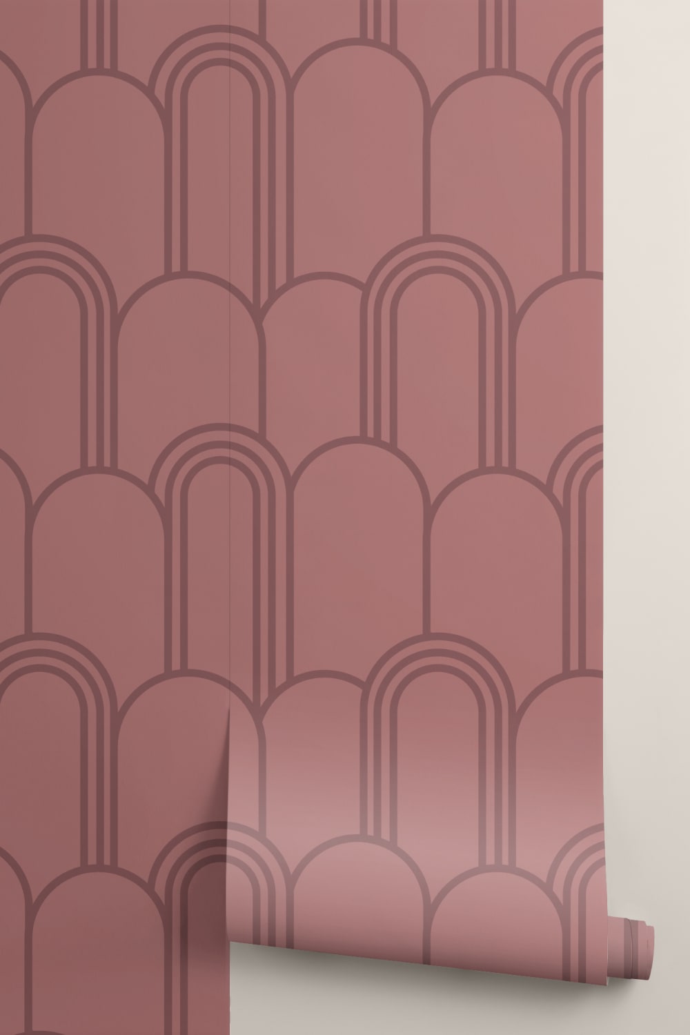 Papier peint à motif répétitif d'arche Art déco rose