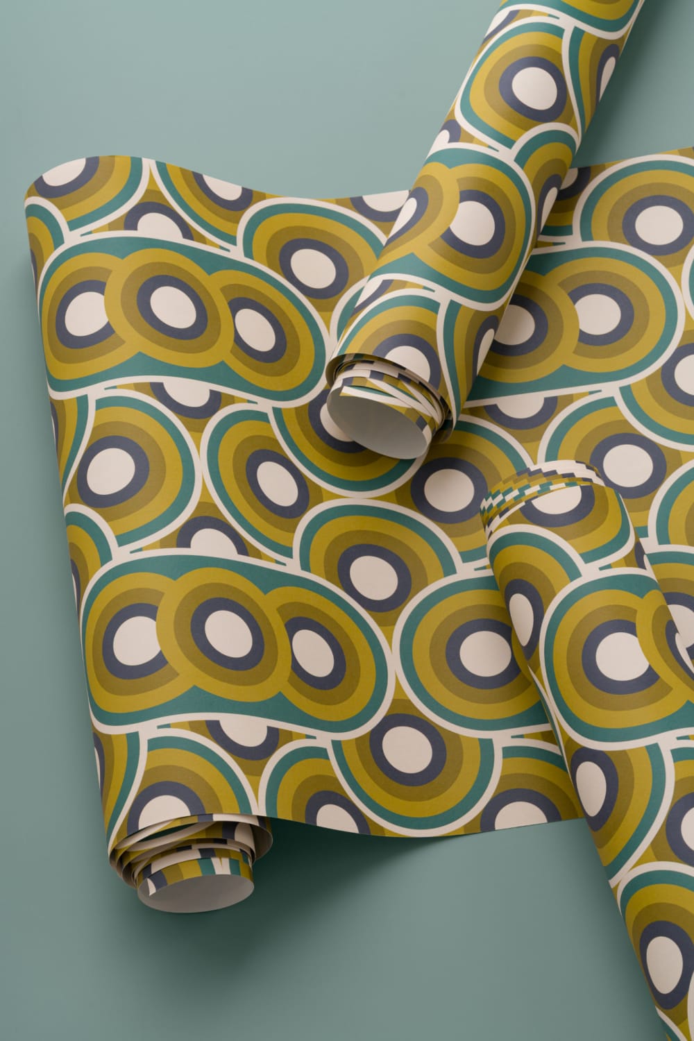 Tapeta z powtarzającym się wzorem Retro 70s Circles