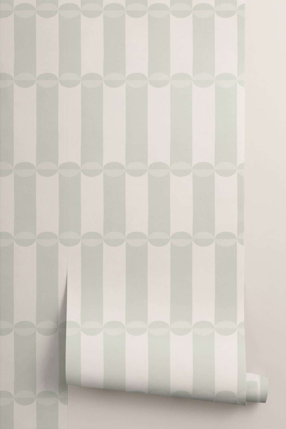 Tubular Sage Geometric Striped Contemporary Calm Mural