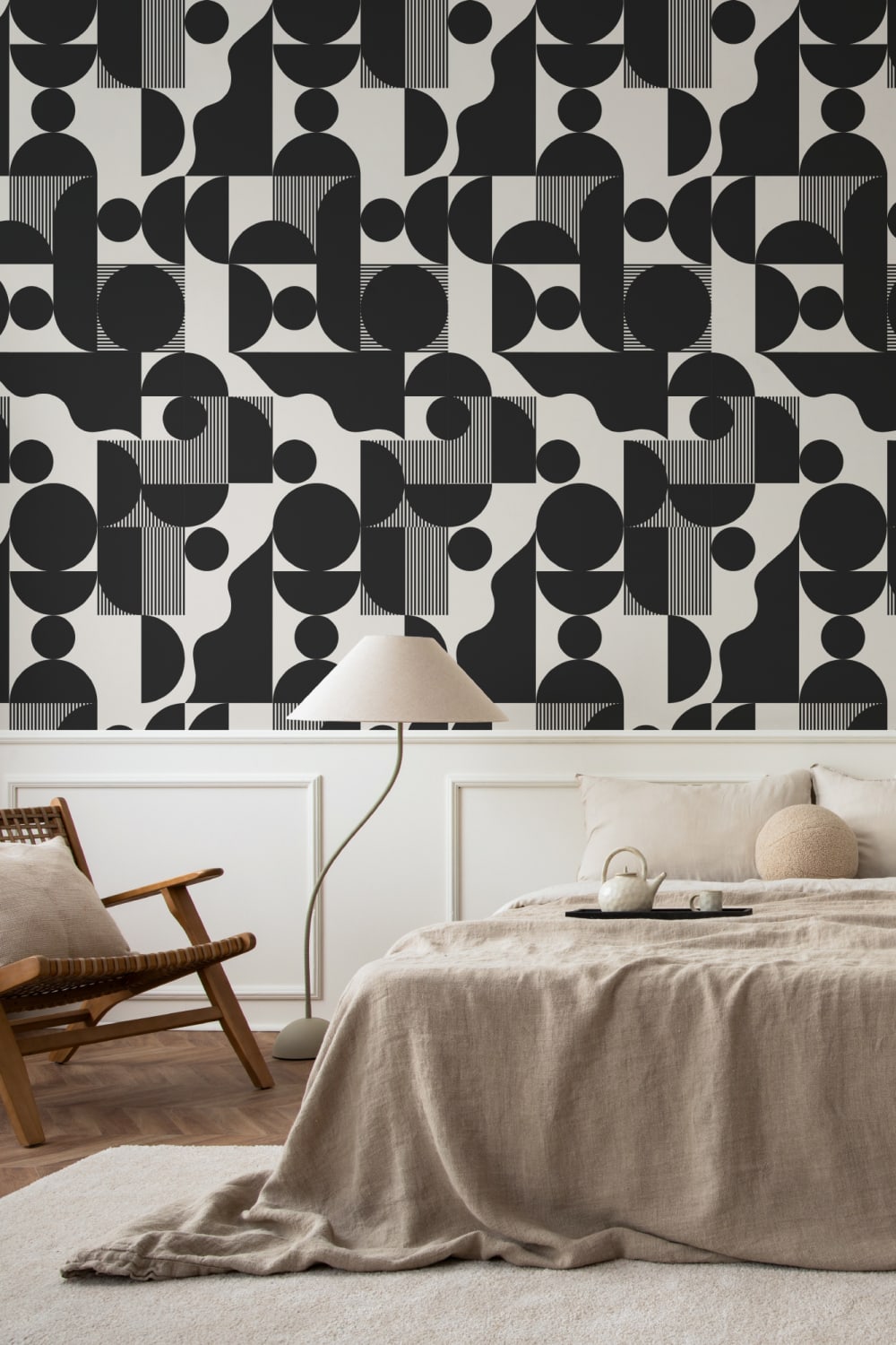 Tapet negru cu forme geometrice moderne
