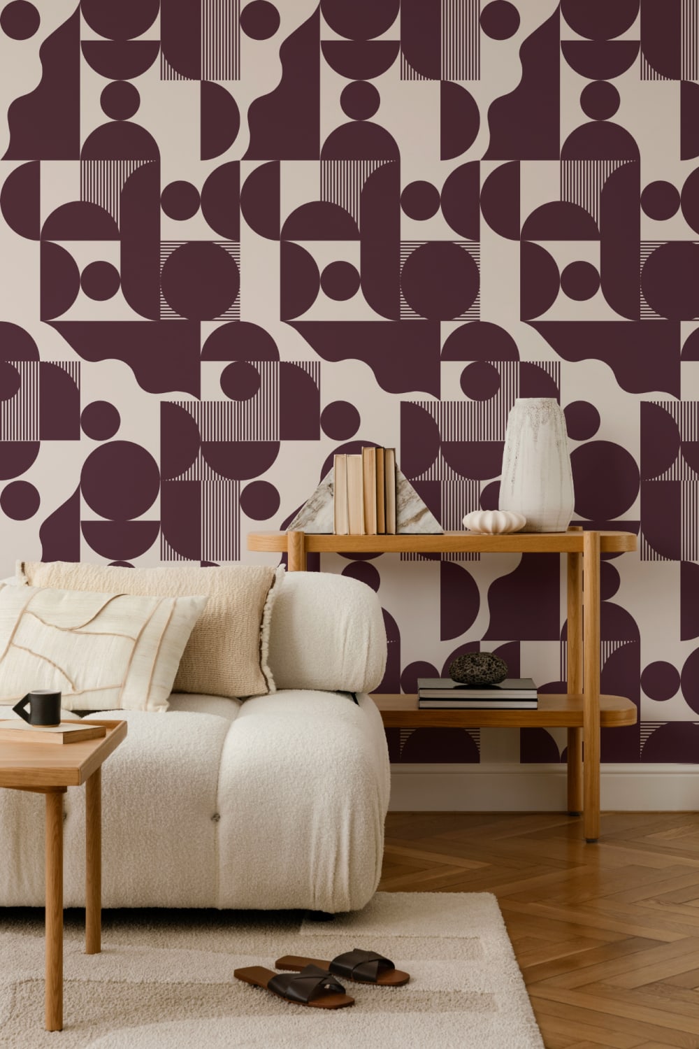 Burgundy Moderni geometriset muodot tapetti