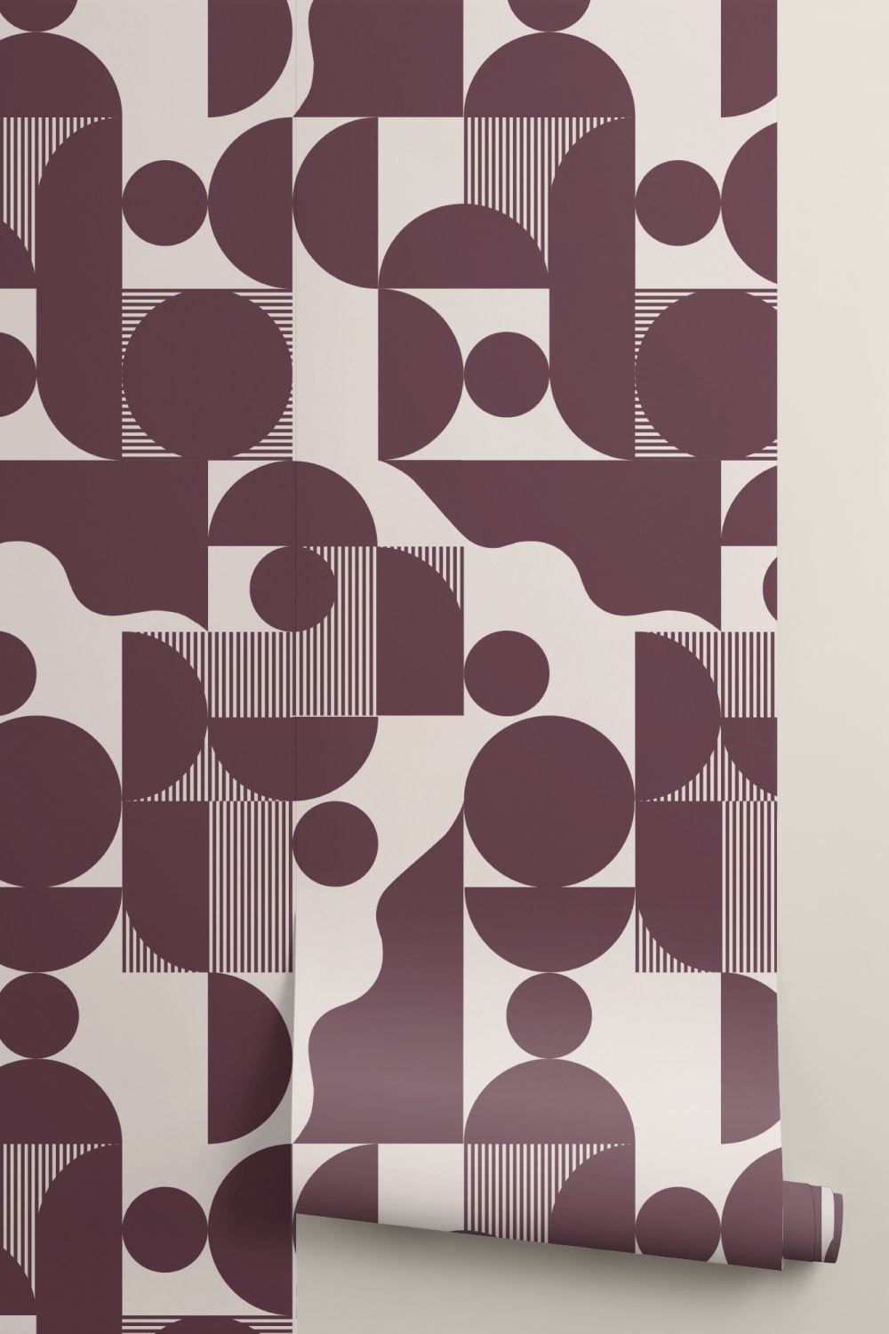 Burgundy Moderni geometriset muodot tapetti