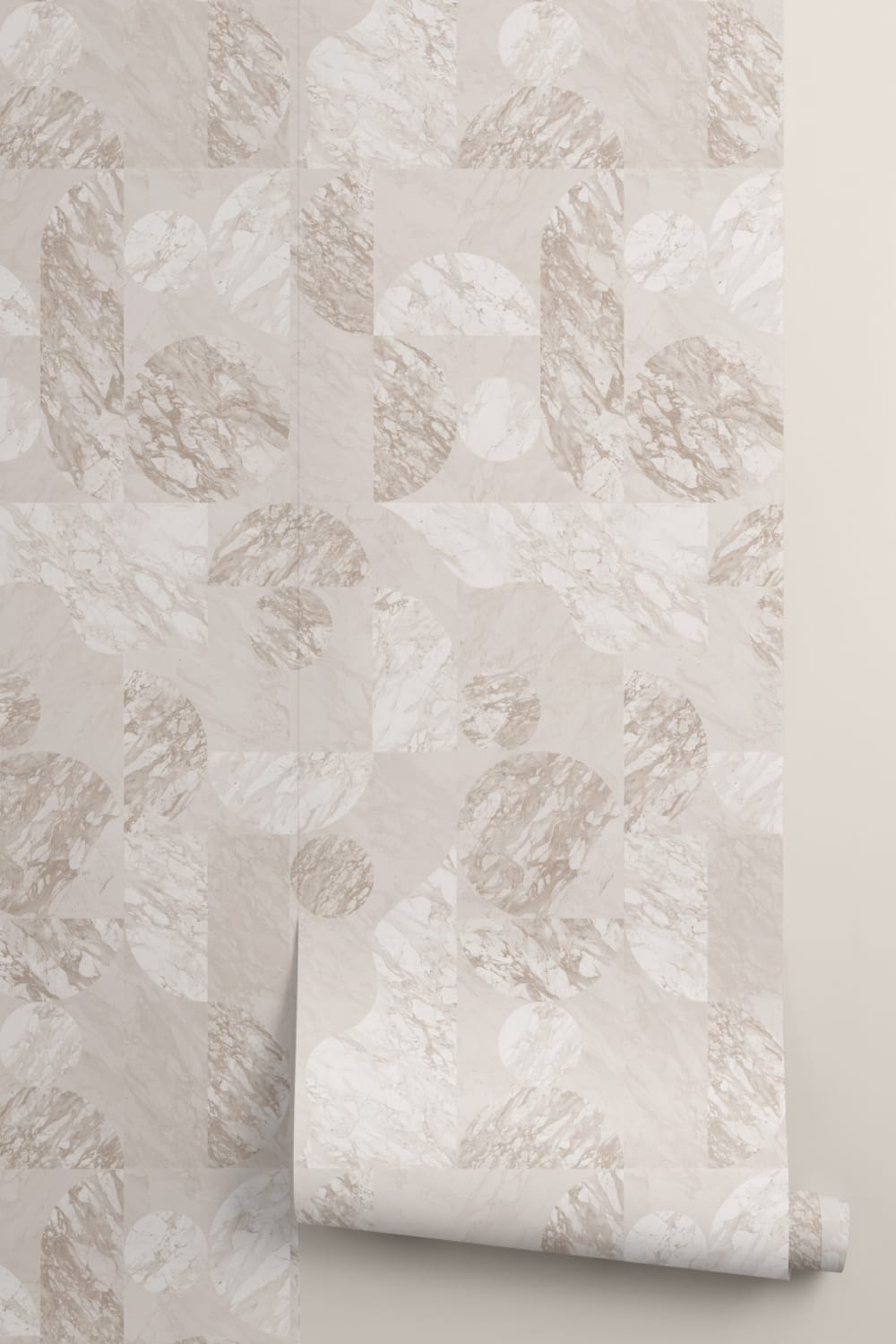 Carta da parati geometrica moderna e beige con forme di marmo