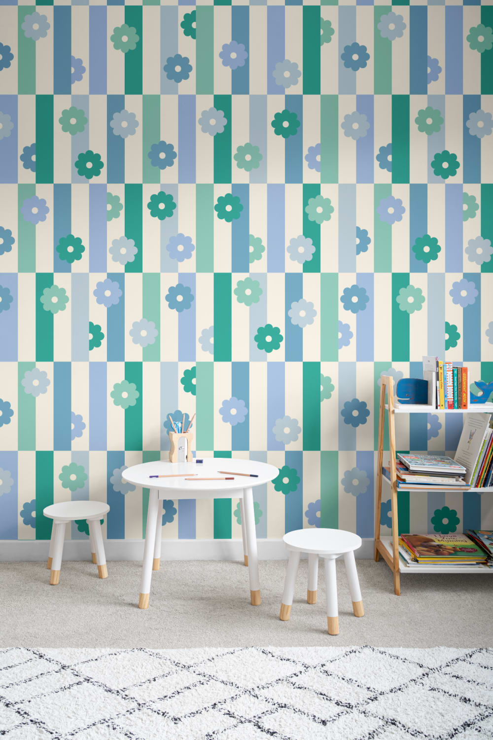 Elizabeth Olwen Flower Shift Blue Mural