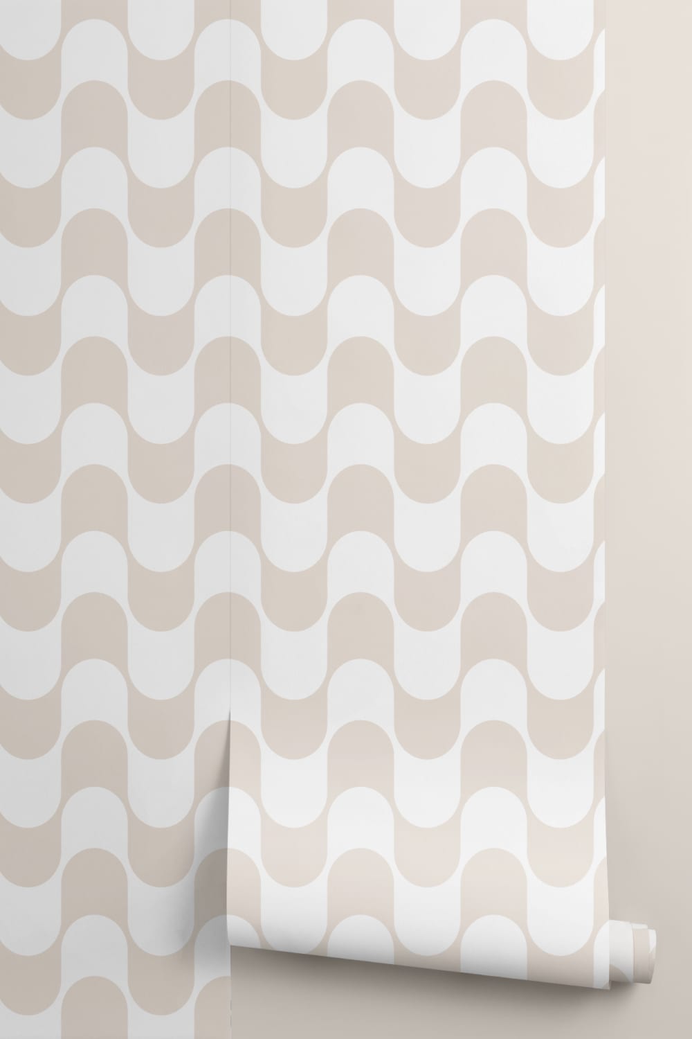 Papel pintado retro neutro de rayas onduladas