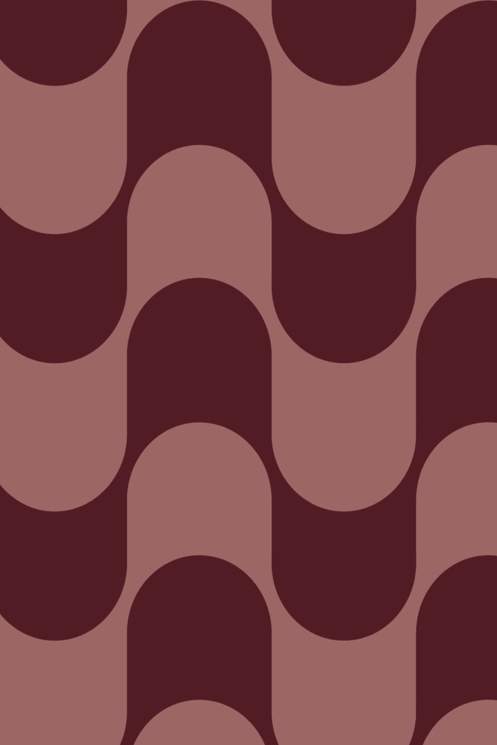 Burgundy Retro Wavy Striped Wallpaper