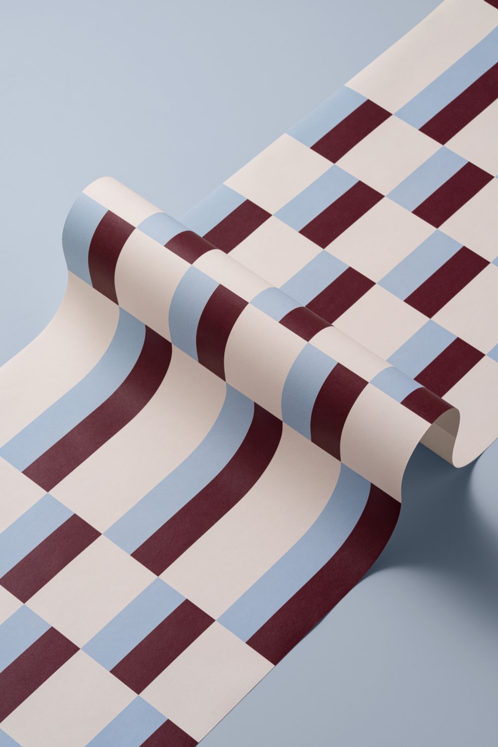 Blue & Burgundy Modern Geometric Bauhaus Wallpaper