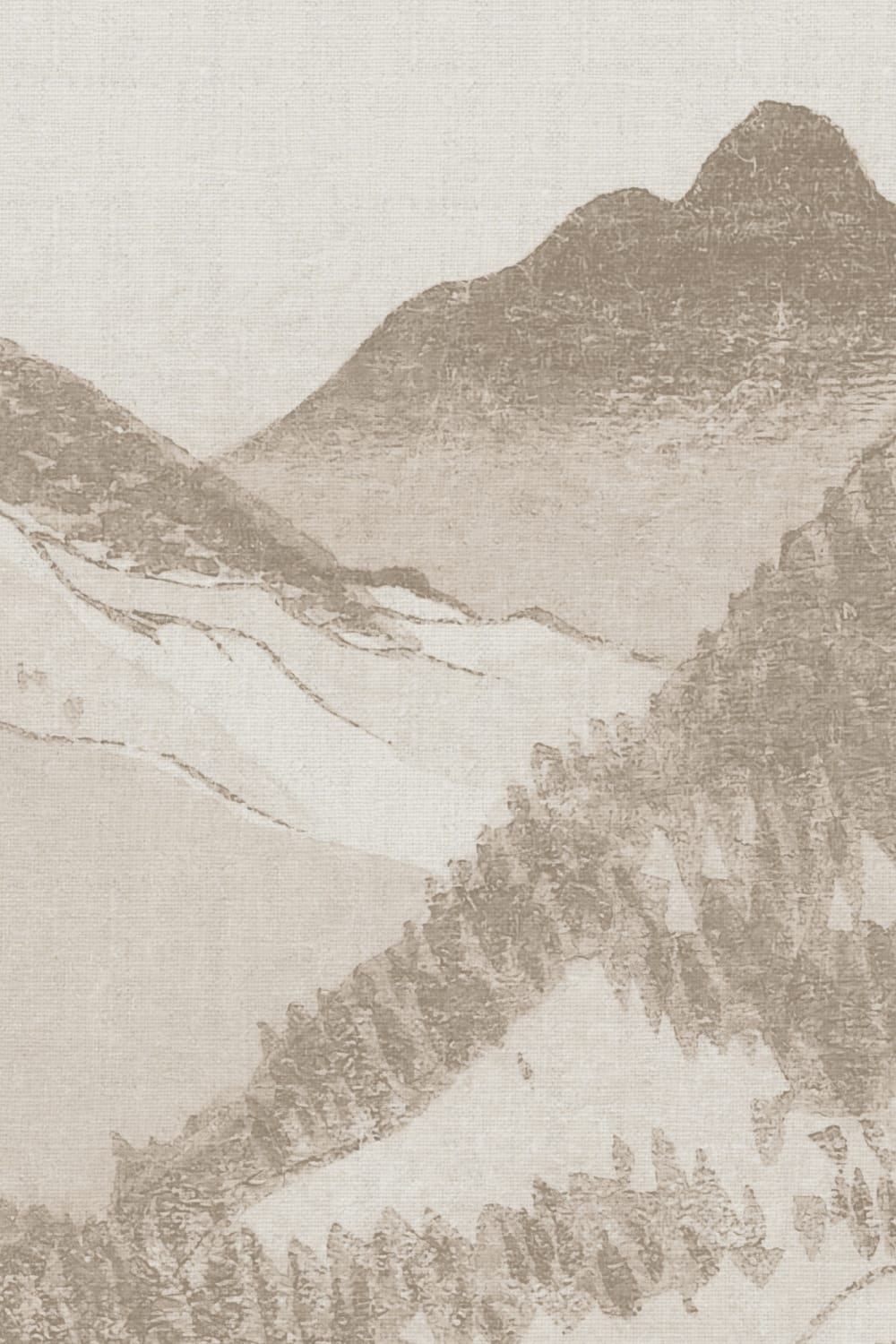 Scenic Bej Arta japoneză peisaj montan murale