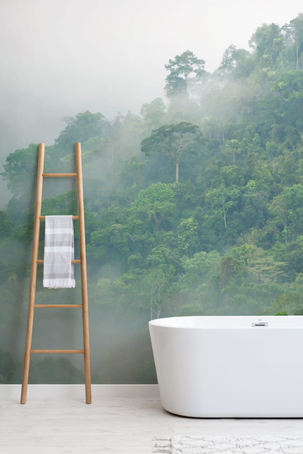 Carta da Parati Fotografica con Foresta Pluviale Verde nella Nebbia