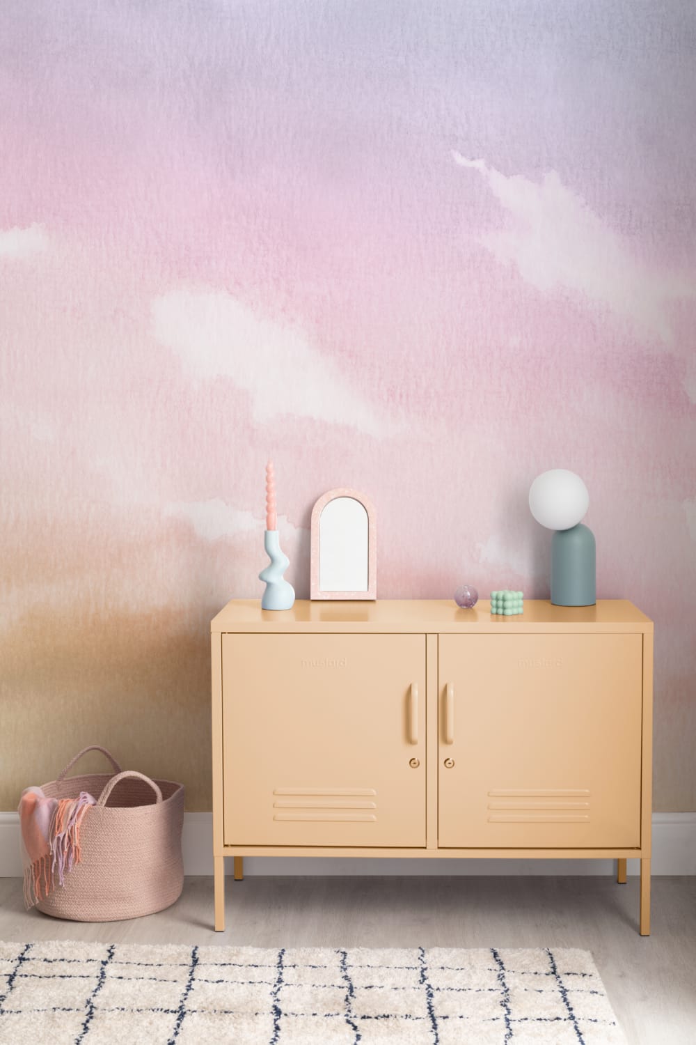 Bright Pastel Watercolor Cloud & Sky Wallpaper Mural