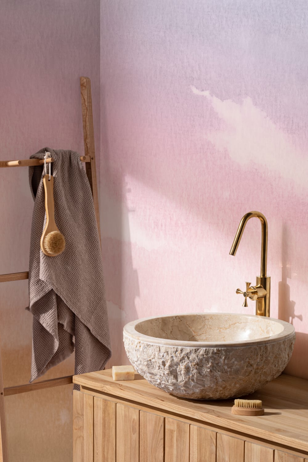 Bright Pastel Watercolor Cloud & Sky Wallpaper Mural