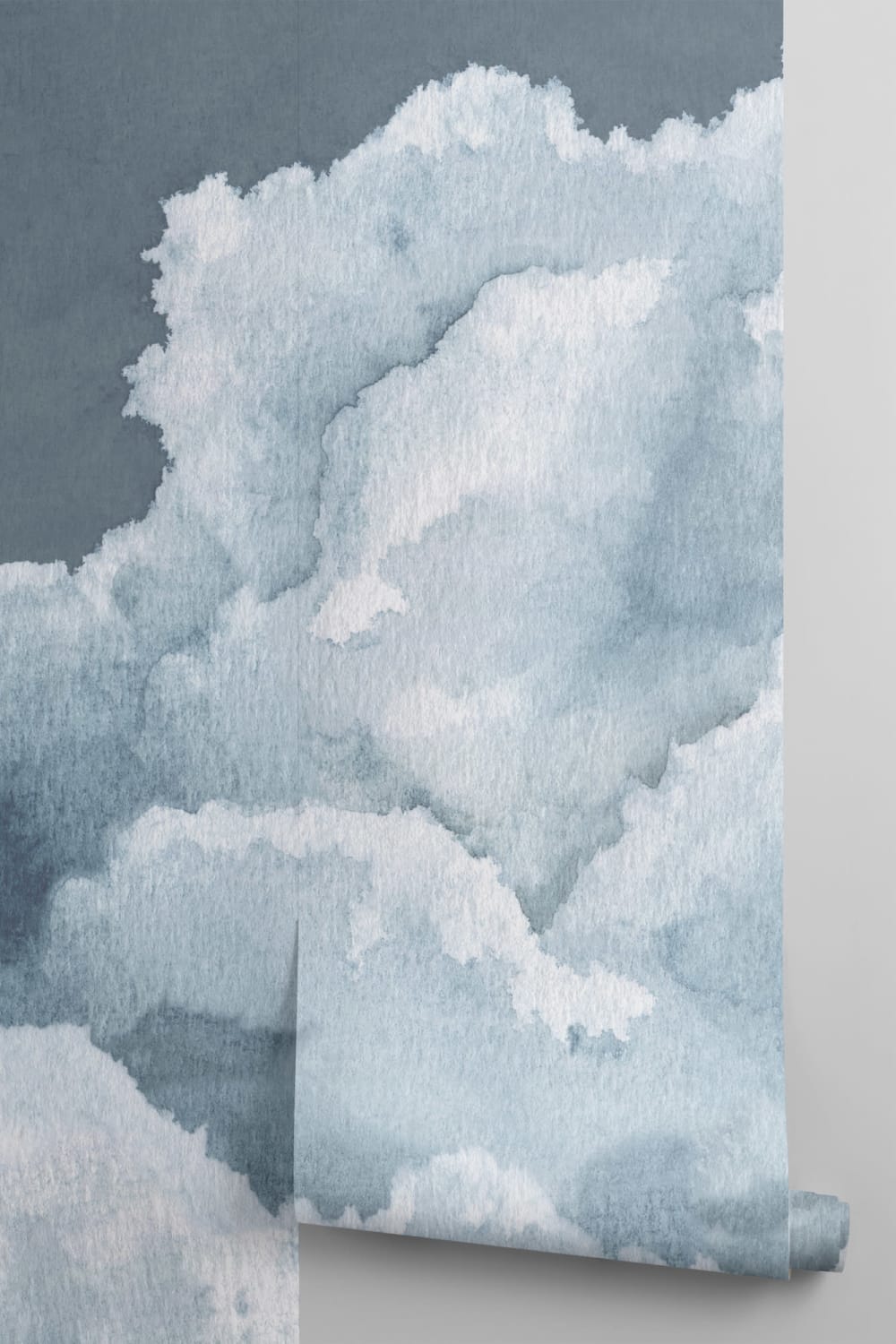 Carta da Parati Cielo e Nuvole in Blu Scuro Acquerello