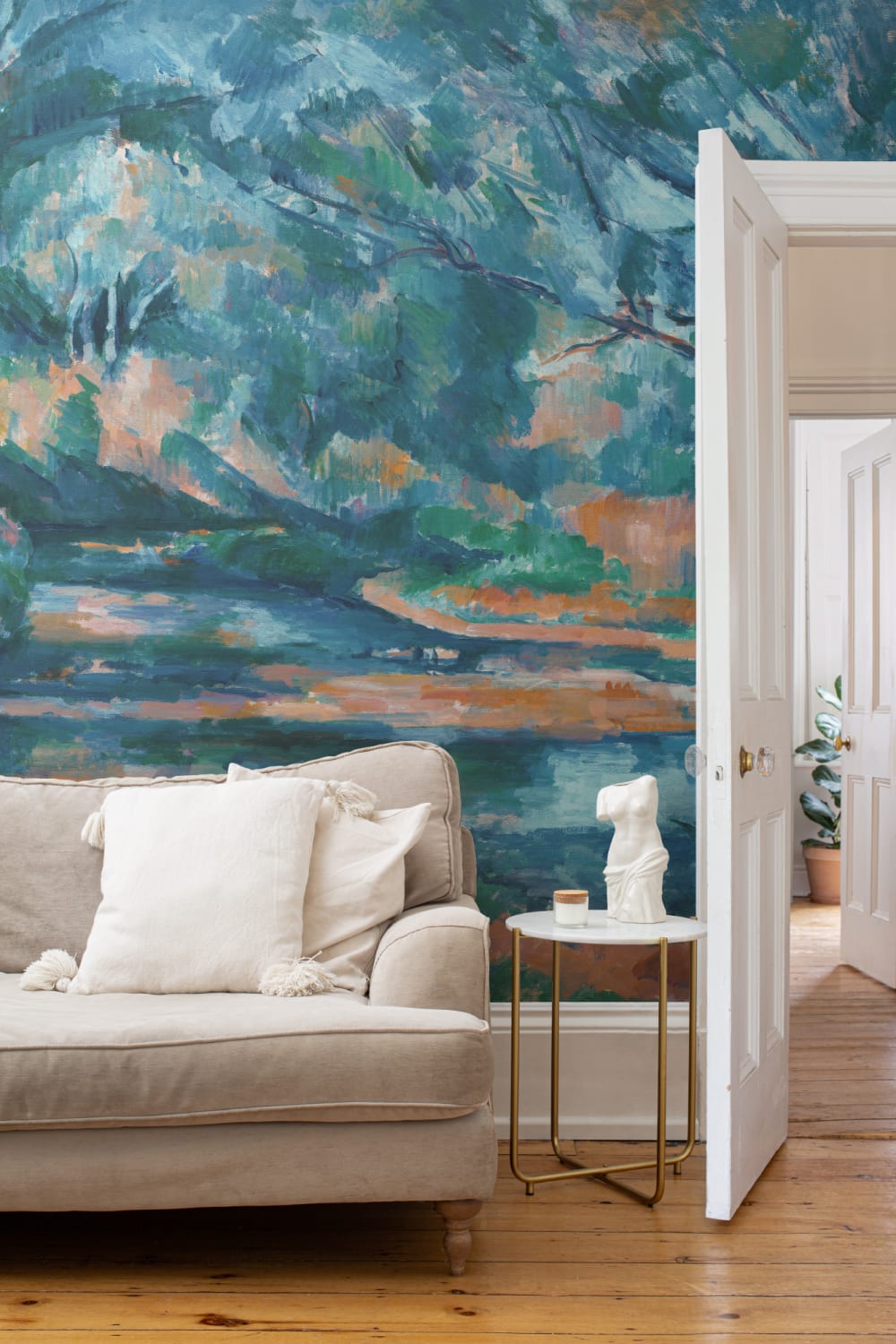 The Brook Wall Mural in Cool Blue Tones
