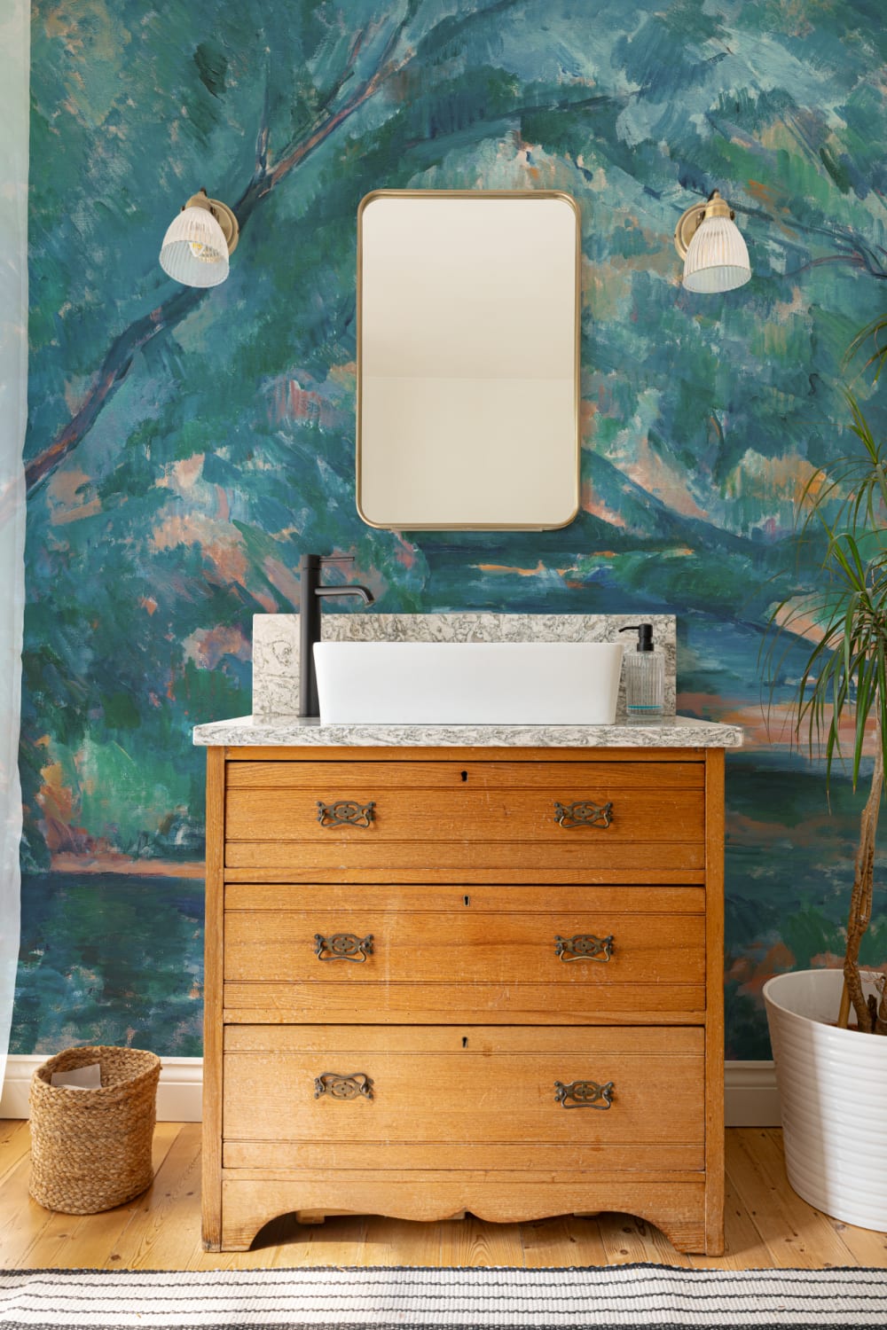 The Brook Wall Mural in Cool Blue Tones