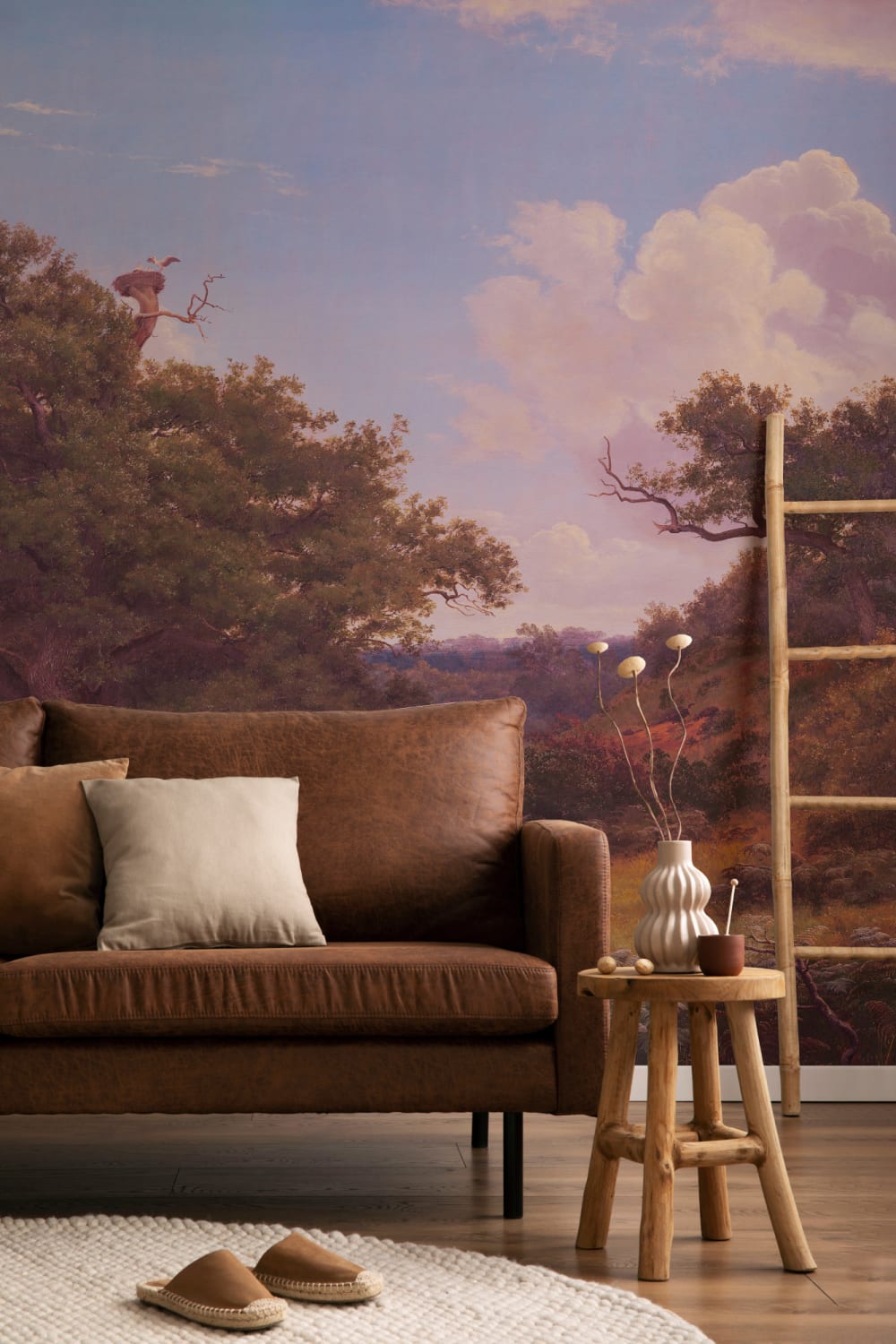Sunset Countryside Landscape Mural-tapeter Doe Glade av P. C. Skovgaard