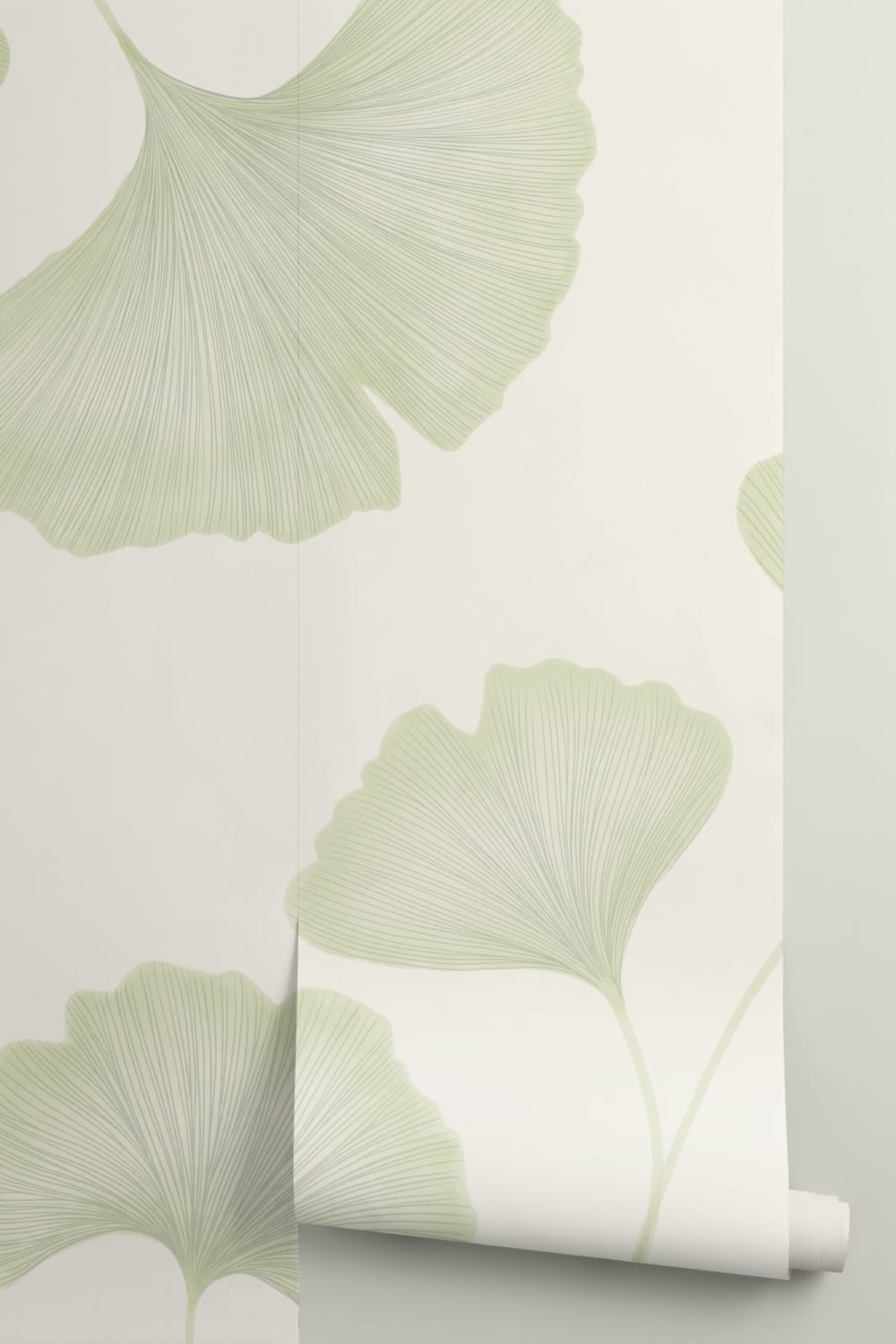 Green Ginkgo Leaf Mural