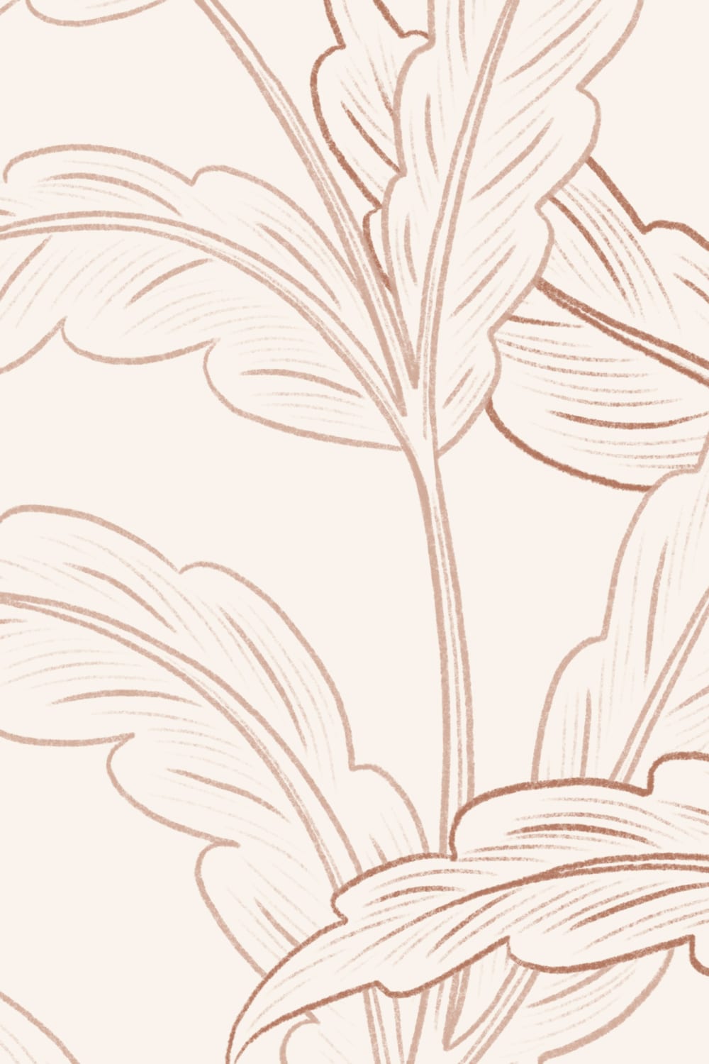 Fototapet med botaniske bregner i terracotta