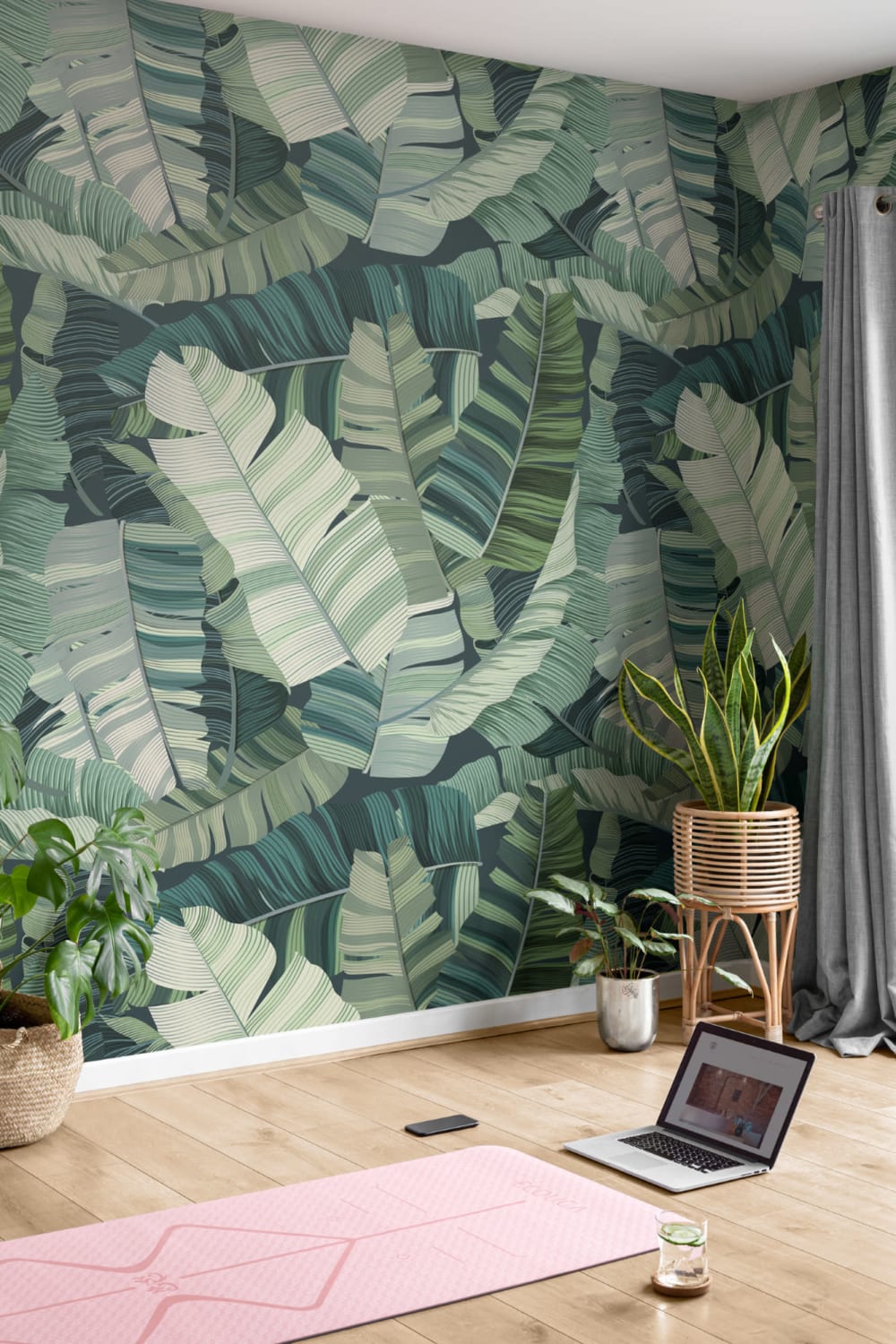 3D Camo Mixed Tropical Leaf Wallpaper Mural