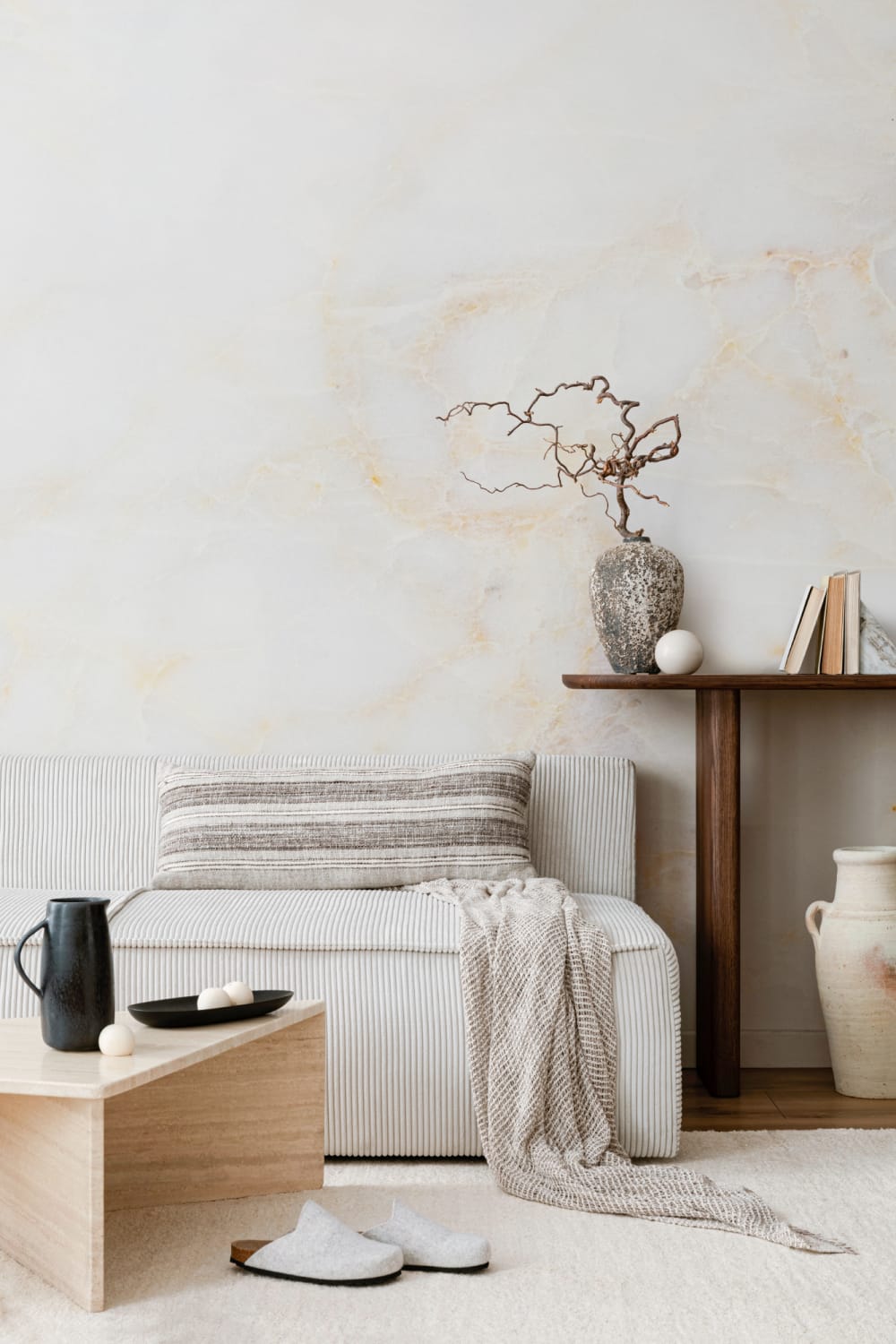 Wit & Goud Marmer Muurschildering