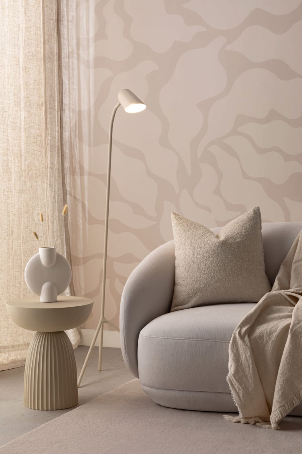 Abstract Modern Botanical Shapes Neutral Wallpaper Mural