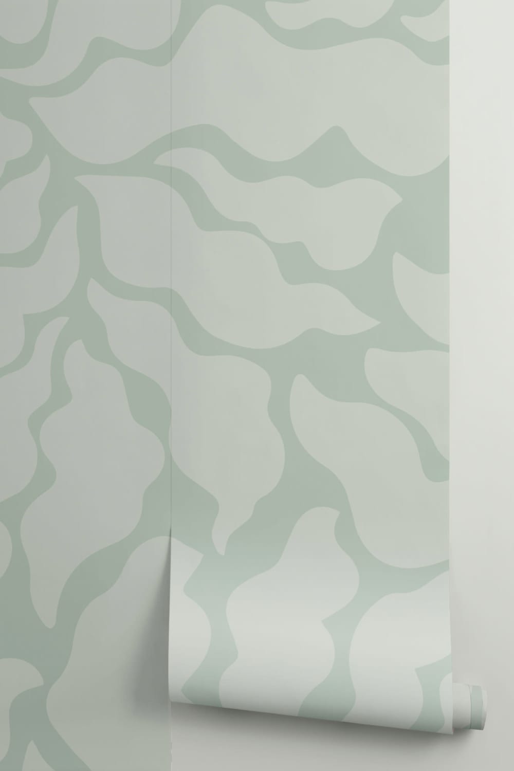 Abstract Modern Botanical Shapes Green Wallpaper Mural