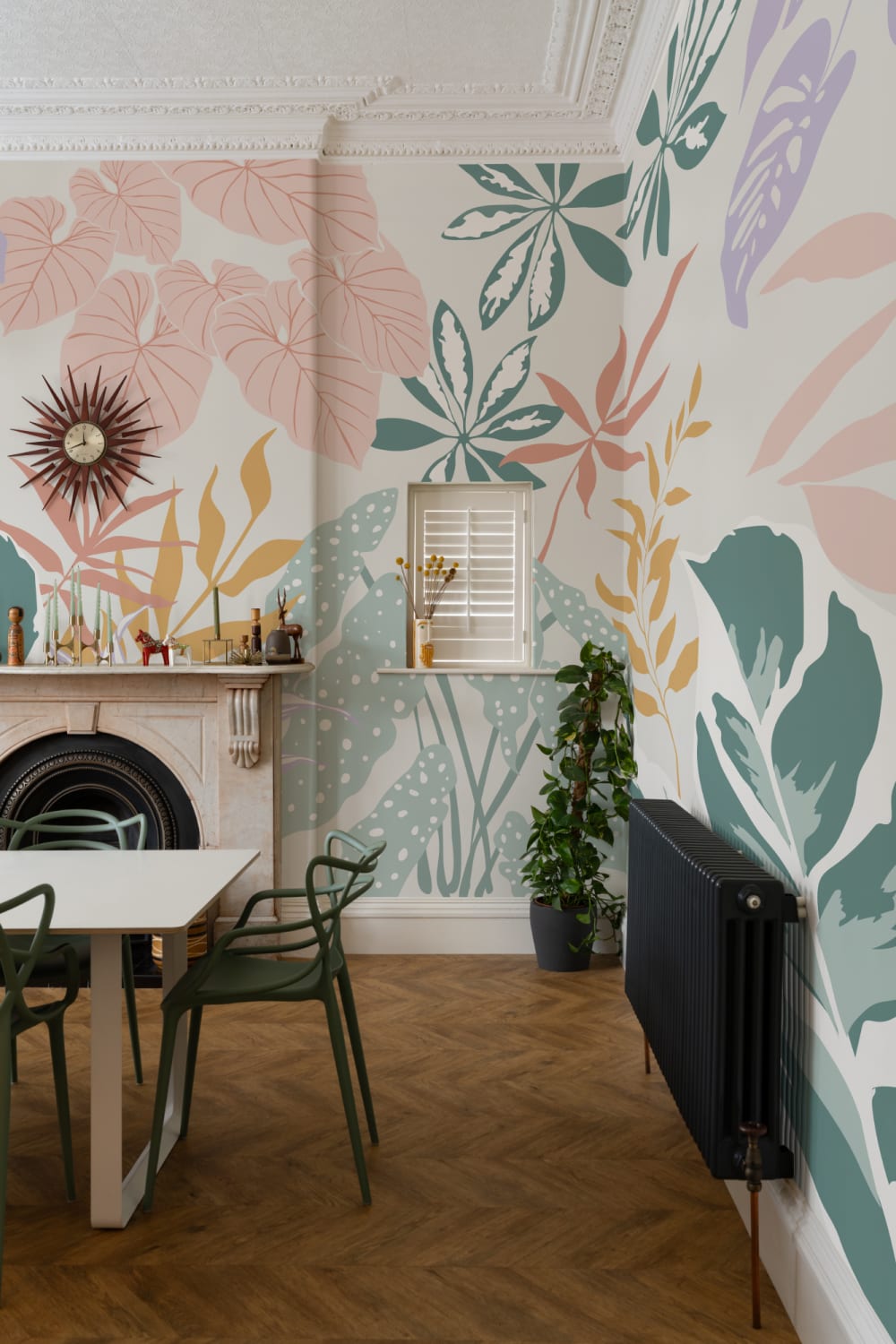 Pastel Colorful Modern Botanical Plants Wallpaper Mural