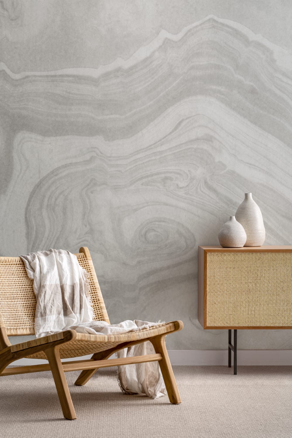 Marbled Gray Stone Effect Wallpaper Mural