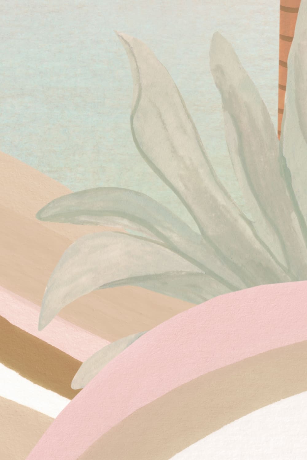 Mural de paisagem tropical em pastel