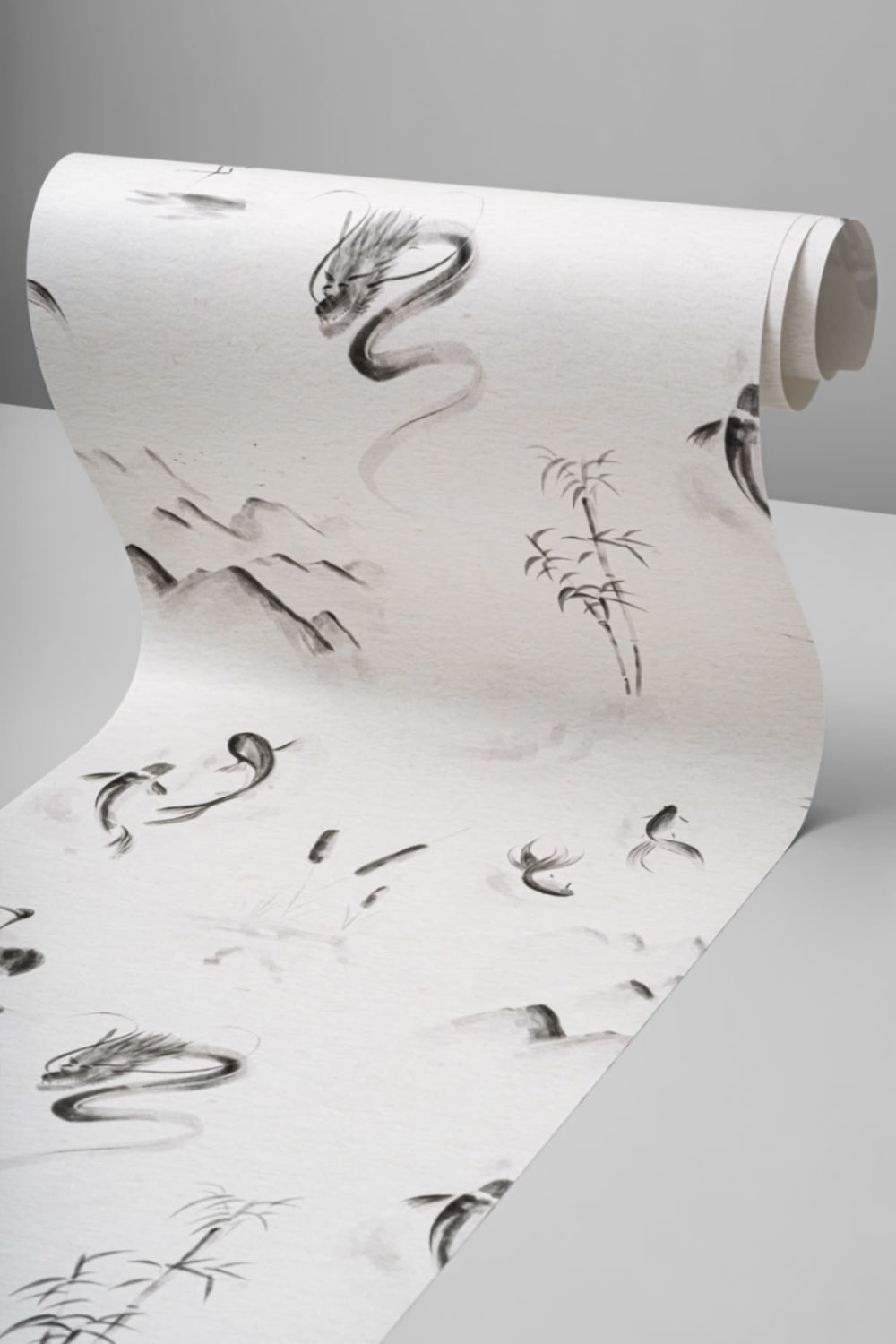 Traditional Chinese Monochrome Pattern Wallpaper Mural