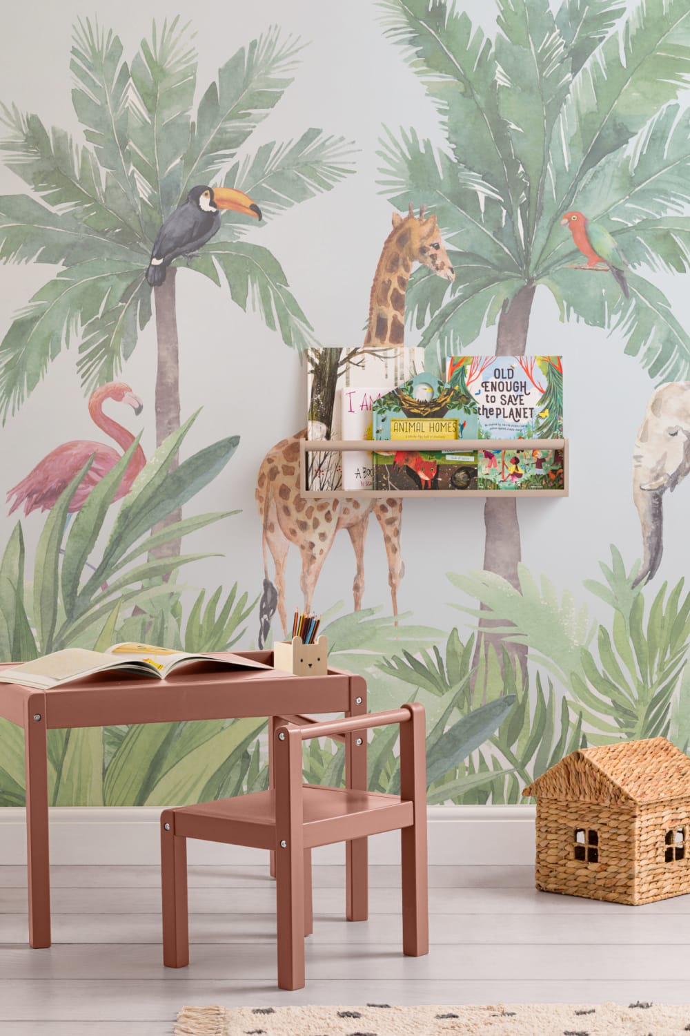 Watercolor Jungle Nursery Wallpaper Mural
