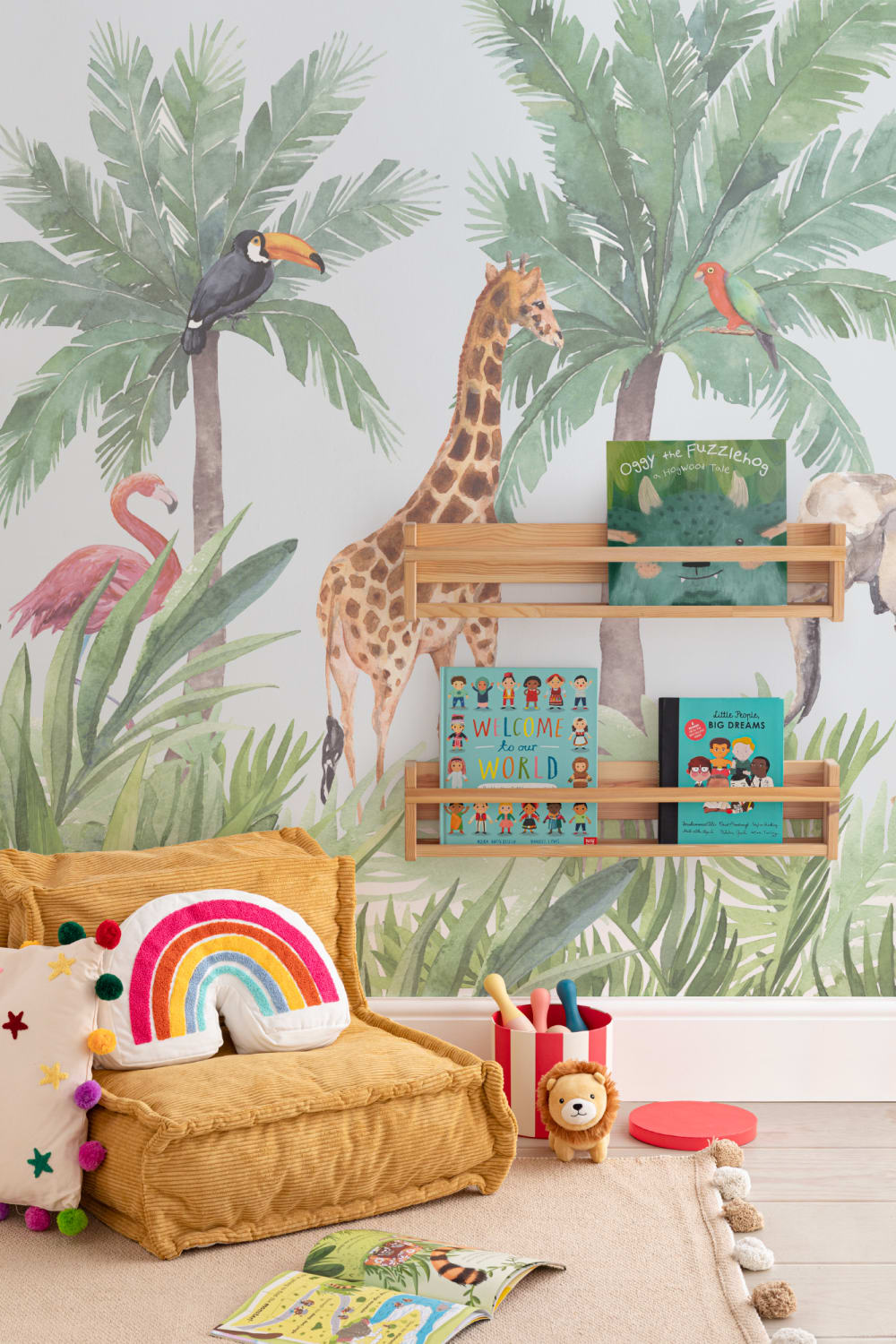 Watercolor Jungle Nursery Wallpaper Mural