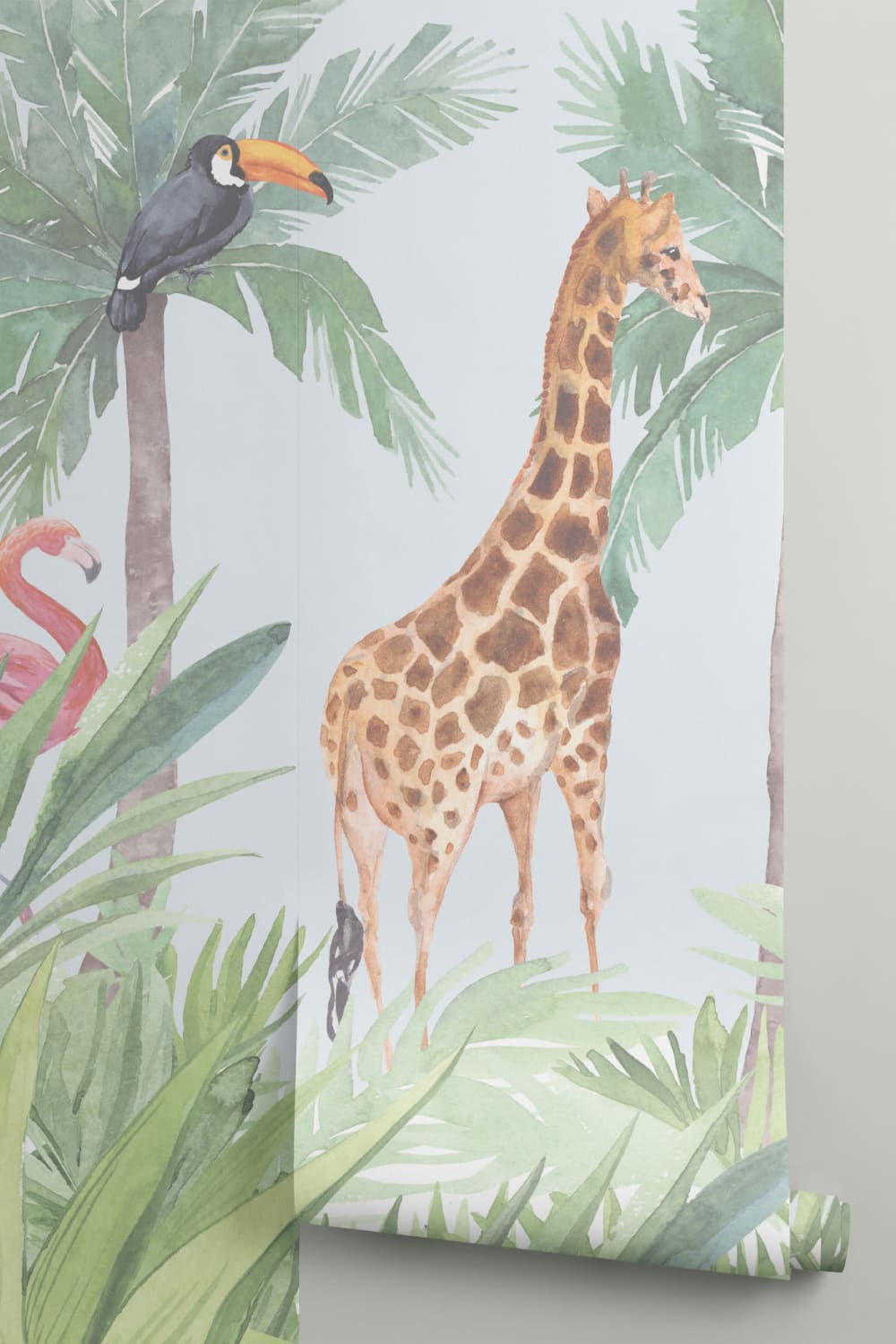 Watercolor Jungle Nursery Wallpaper Mural