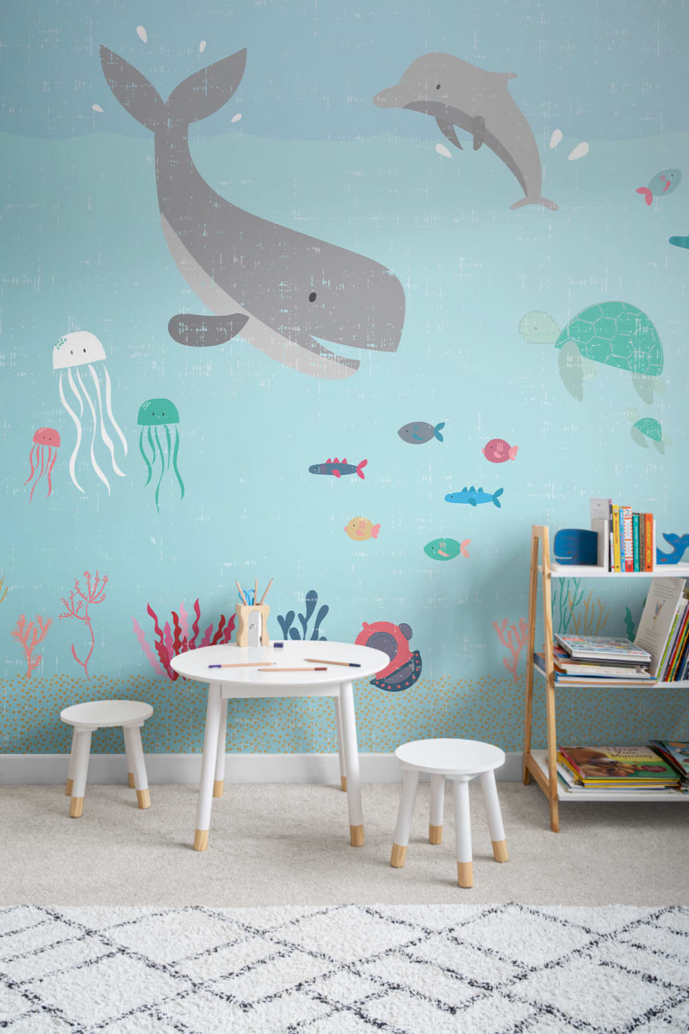 Kids Cute Sea Creatures Wallpaper Mural
