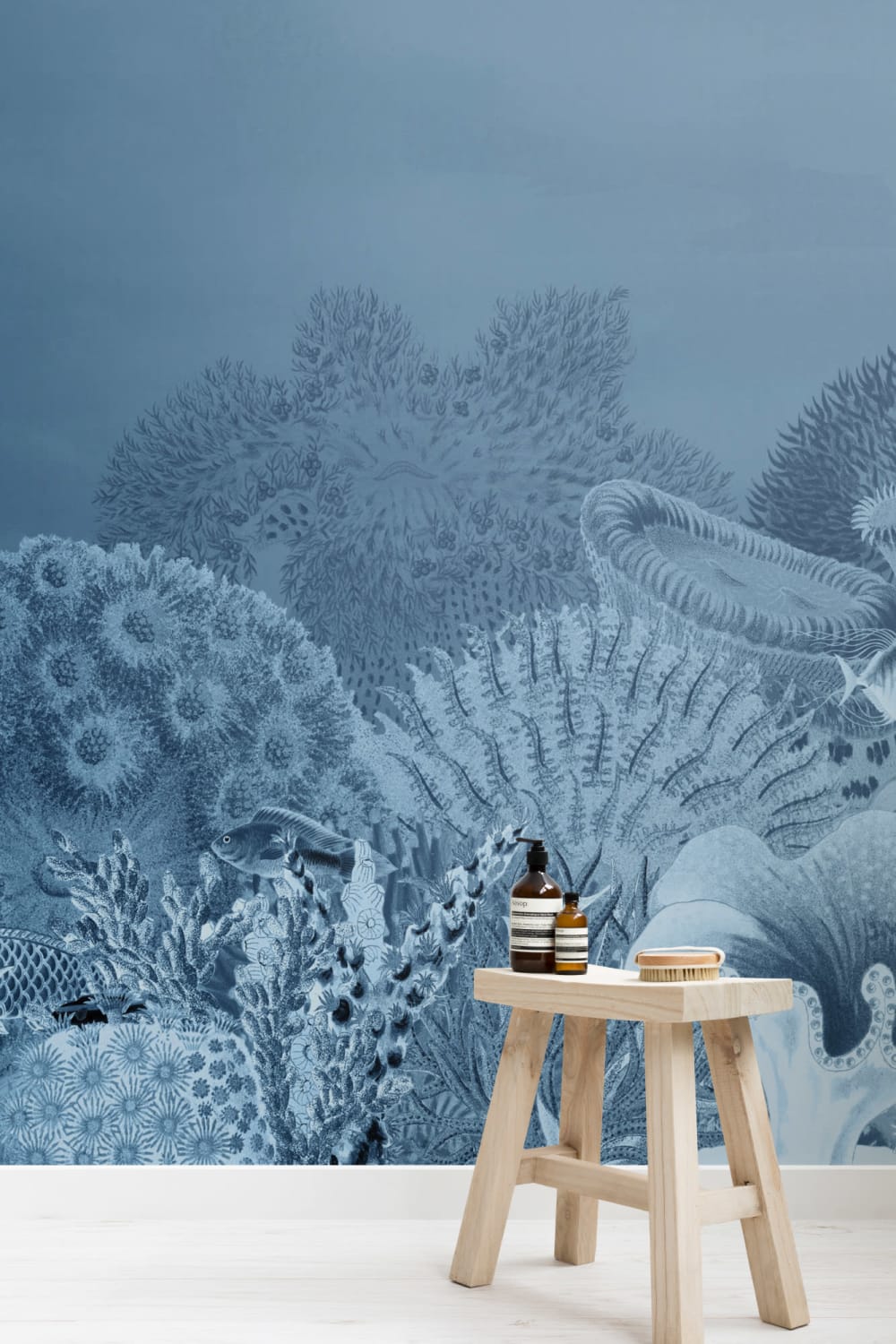 Murale sulla barriera corallina con illustrazioni vintage della marina