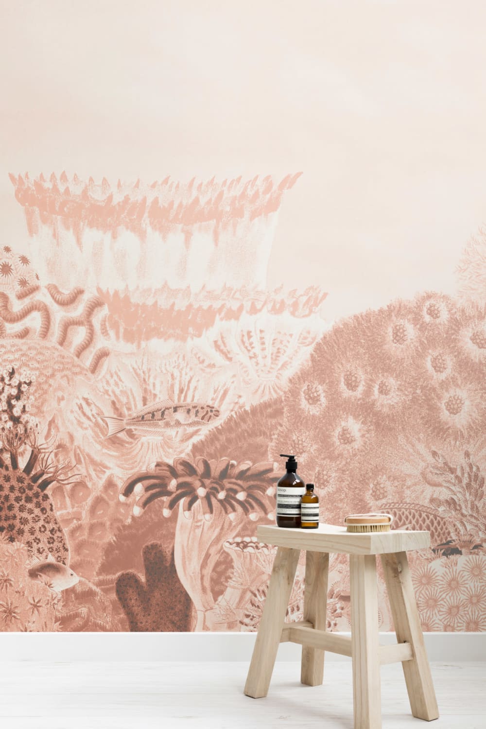Peach Vintage Illustrasjoner Coral Reef fototapet