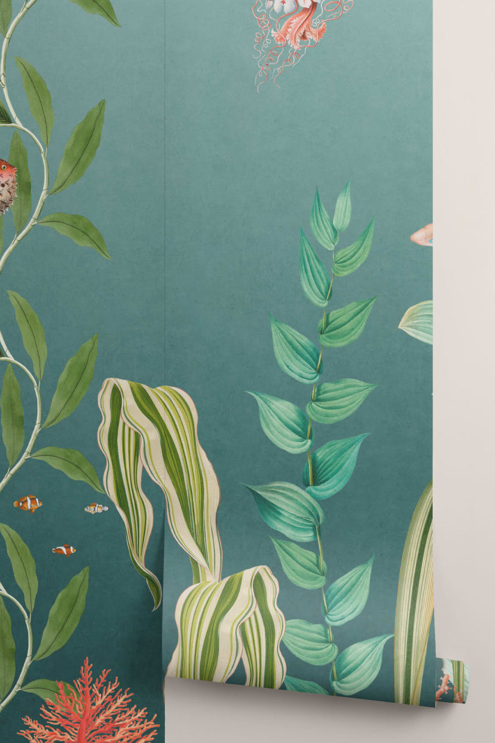 Teal Fish & Seaweed undervandsmaleri