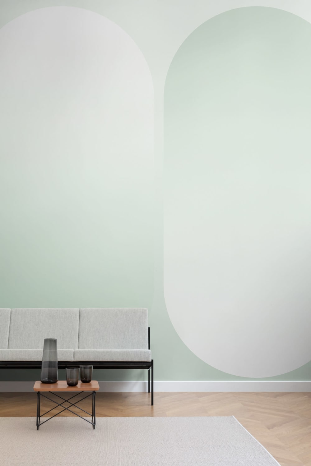Grön Ombre Futuristisk Pill Shapes fototapet