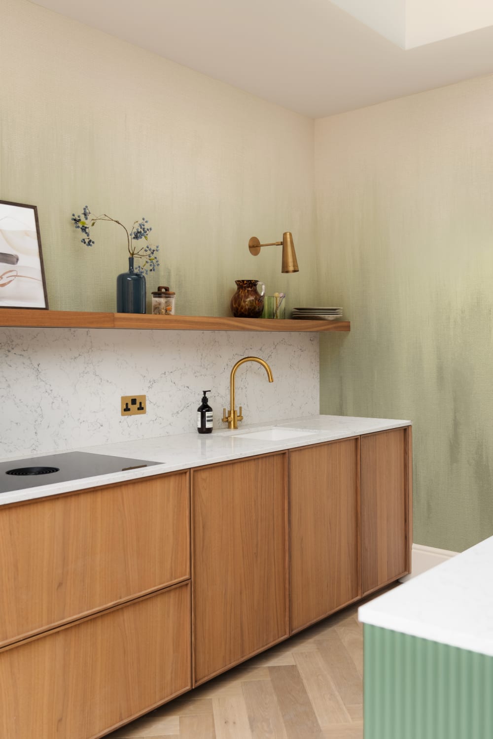 Muted Green Textured Ombre Atmosphere Wall Mural