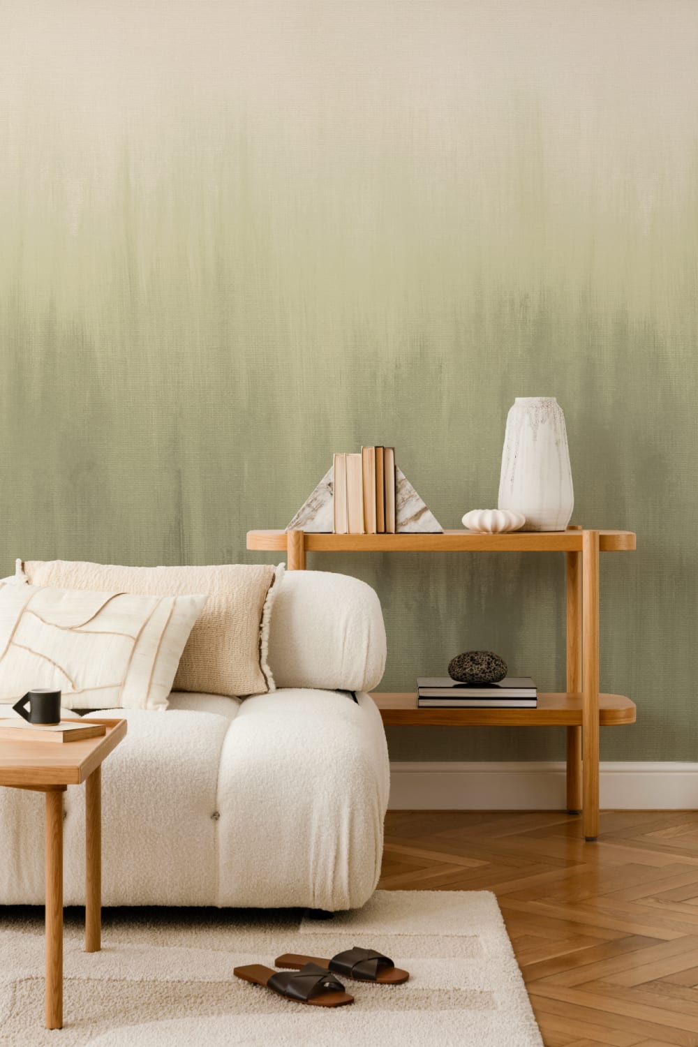 Muted Green Textured Ombre Atmosphere Wall Mural