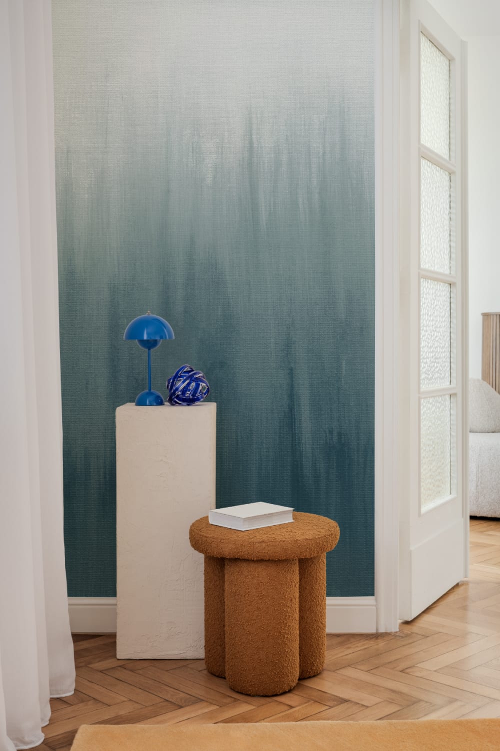 Serene Blue Gradient Abstract Art Wall Mural