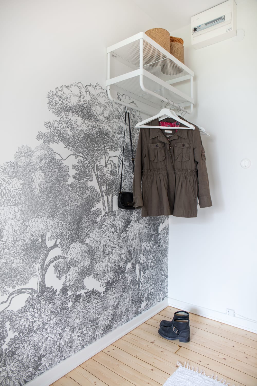 Enchanting gray wallpaper with a stunning forest scene