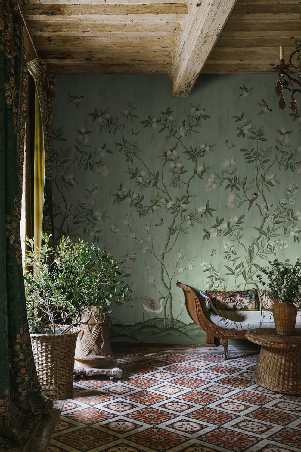 Exotic birds and swirling butterflies