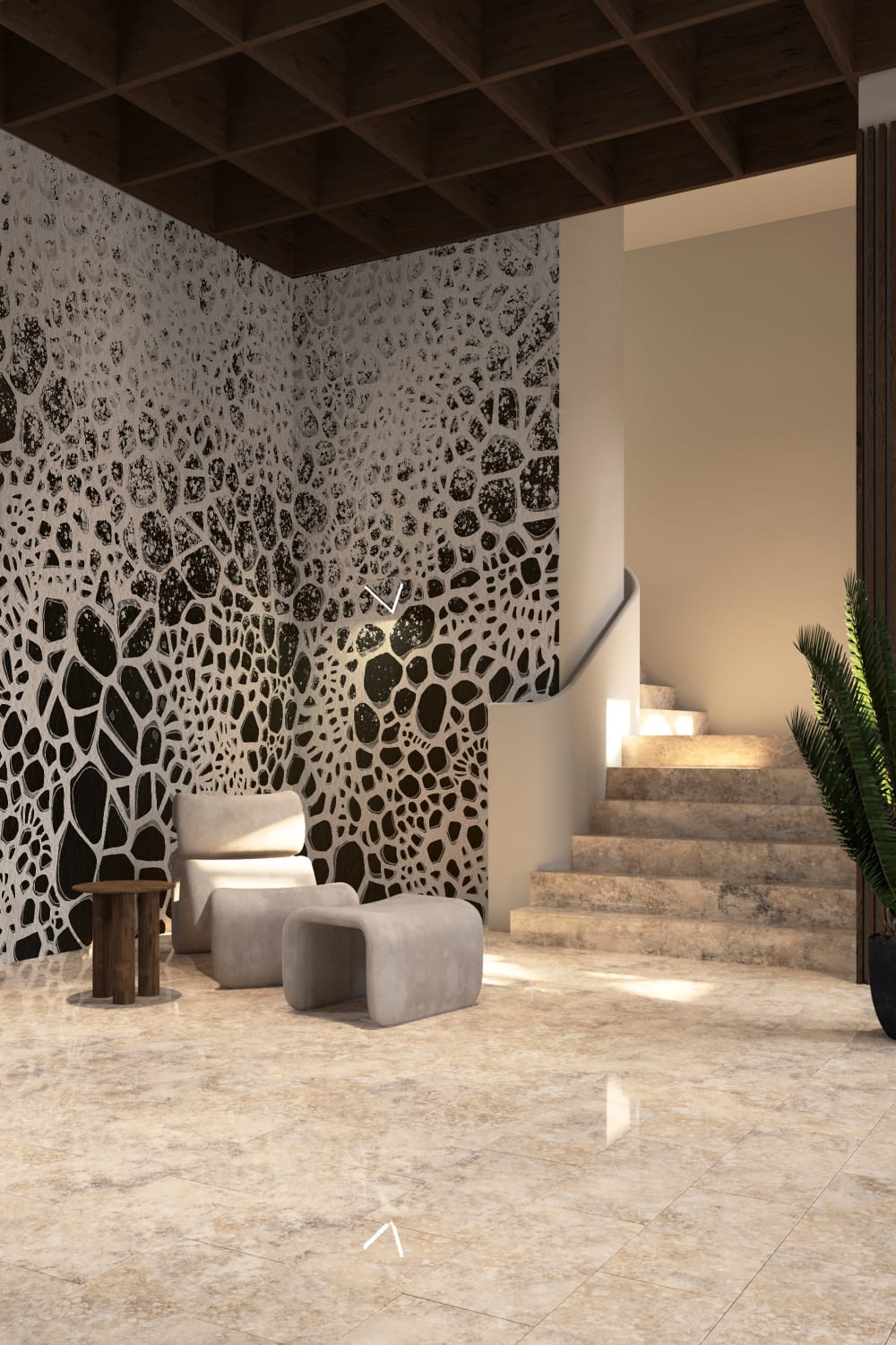 A sheer wall mural with hand-drawn bubbles