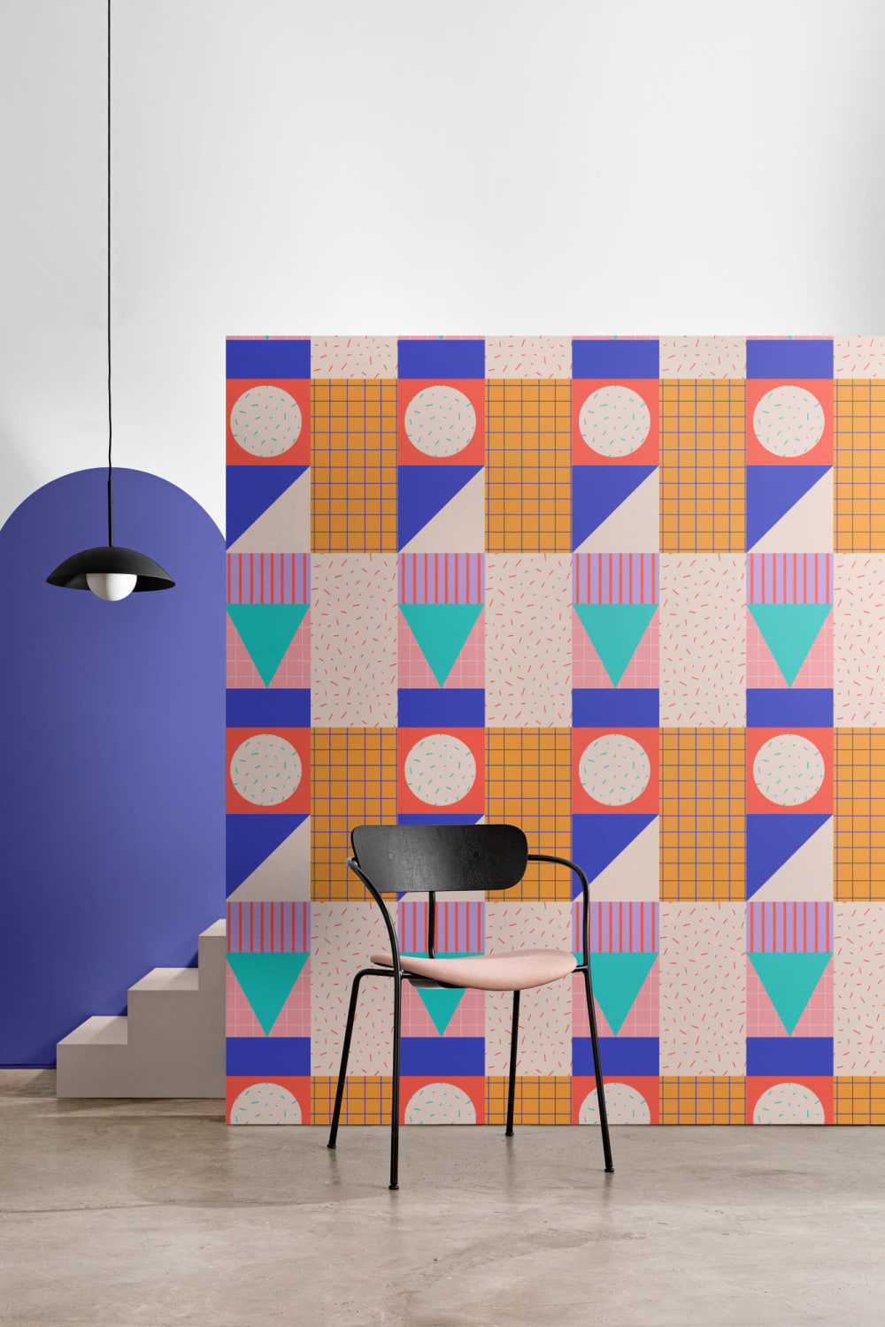Memphis Colorful Geometric Repeat Pattern Wallpaper