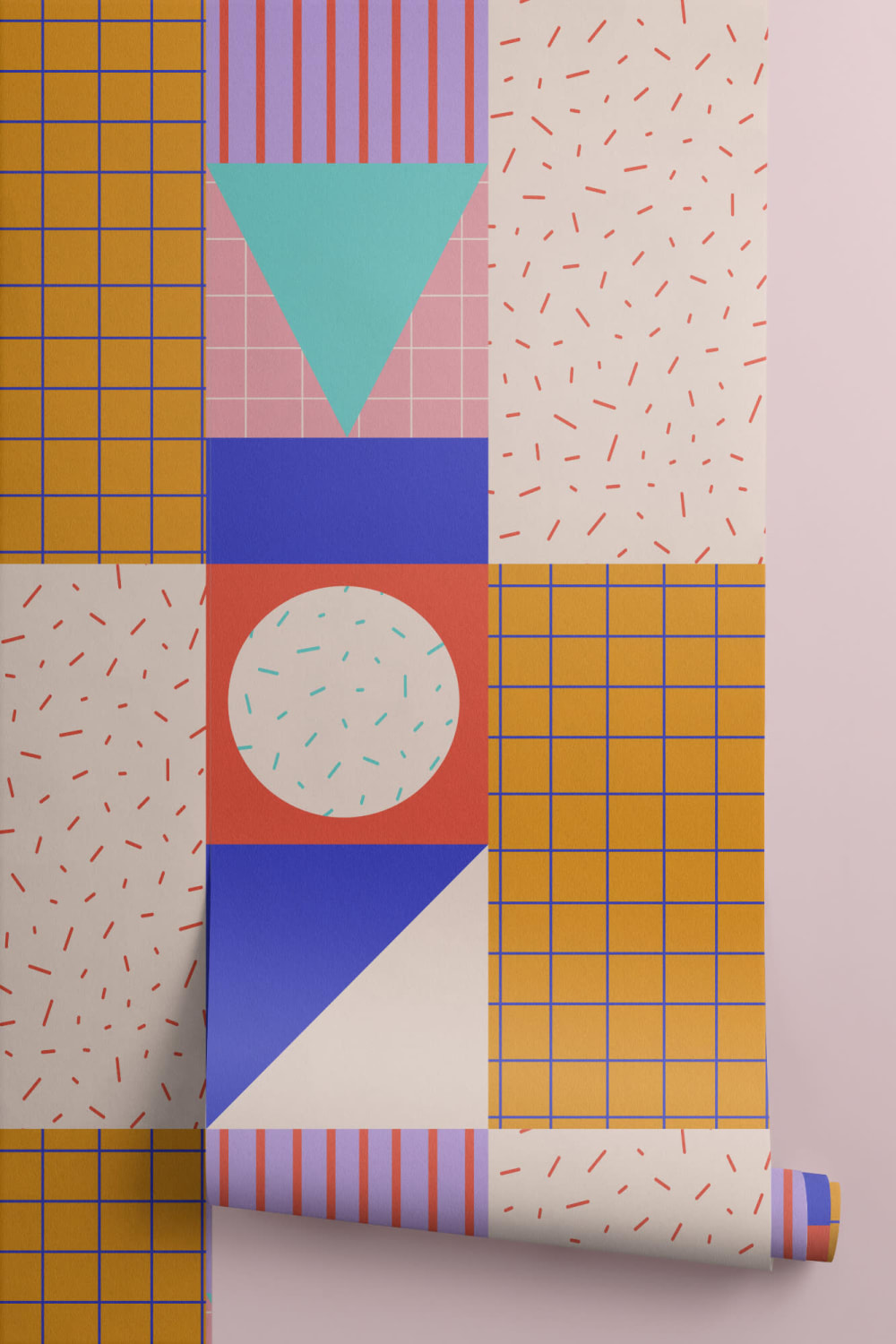 Memphis Colorful Geometric Repeat Pattern Wallpaper