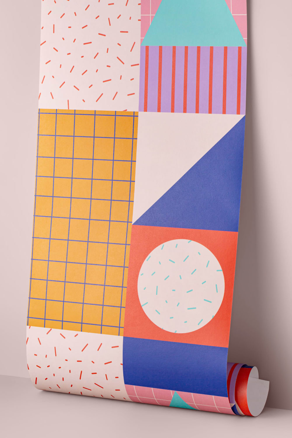 Memphis Colorful Geometric Repeat Pattern Wallpaper