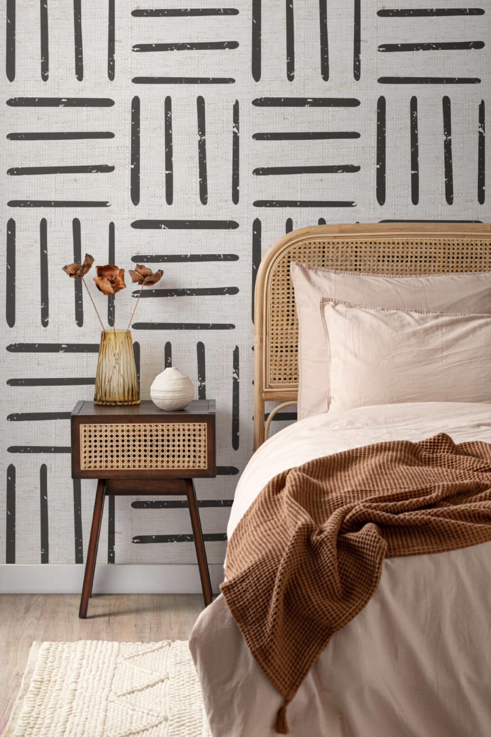 Black & White Tribal Lines Wallpaper Mural